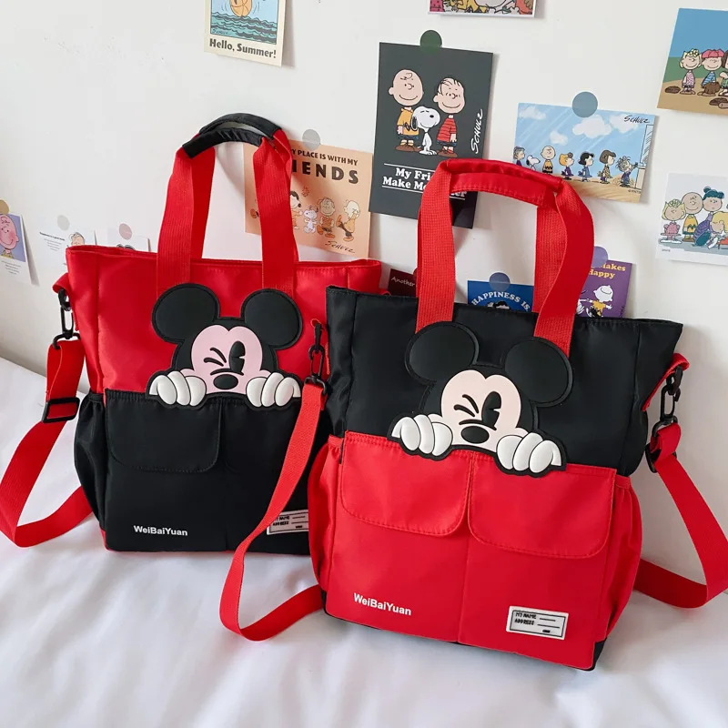 

Disney Mickey mouse school tutor bag middle school student bag canvas children's messenger shoulder bag boys girls handbags