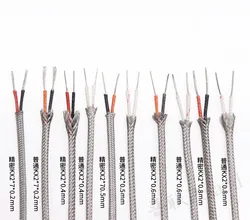 K2x0.4  Type K Shielded Braided Cable  Thermocouple Wire Shield Fiber Braid Insulated High Temperature Sensor Compensation Cable