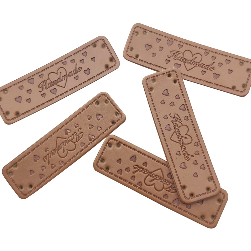 

Handmade With Heart Pu Leather Labels For Clothes Sewing Love Heart Hand Made Tags For Clothing Gift Handmade Leather Label