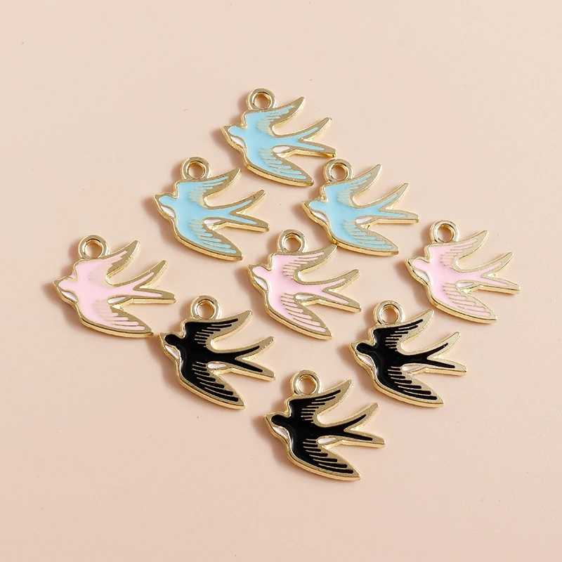 10pcs Cute Bird Spring Swallow Charms Pigeon Dove Pendants for Earring of Necklace Bracelet Keychain Handmade DIY Jewelry Making