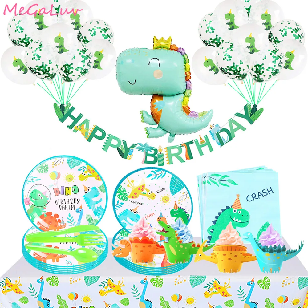 

Dinosaur Theme Party Disposable Tableware Set Dinosaur Balloons Kids Birthday Party Decorations Jungle Party Baby Shower Favors