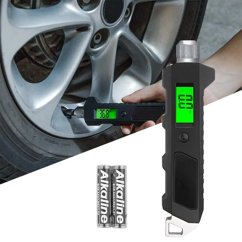 Manómetro Digital de presión de neumáticos, 230 PSI, 4 ajustes, resistente, antideslizante, para coche, camión, Moto, bicicleta, con linterna LCD