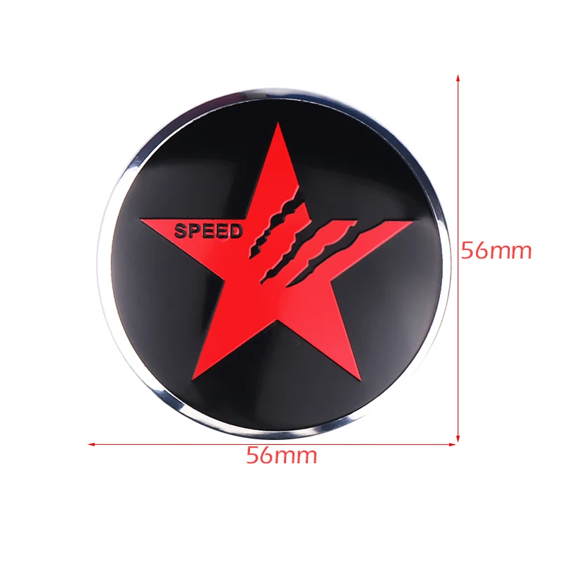 4PCS Pentagram SPEED Sign Badge Car Wheel Center Hub Caps Cover Rim Stickers Styling Decoration For BMW AUDI FORD HONDA KIA JEEP