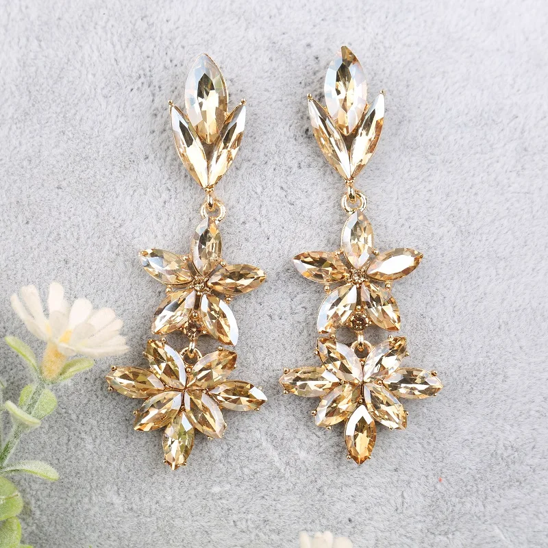 VEYO Crystal Earrings Geometry Drop Earrings for Women 2 Color Fashion Jewelry Brincos Gift Wholesale