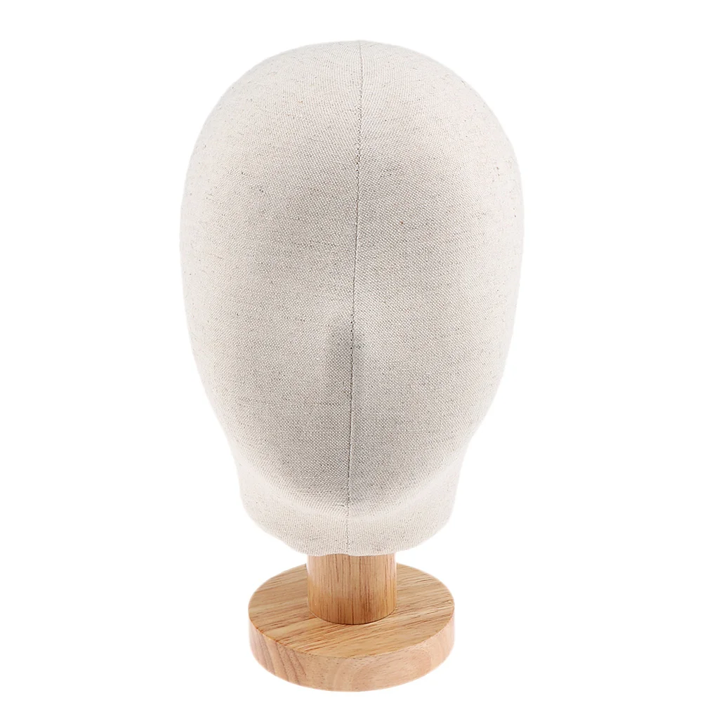 

20 Inches Cork Canvas Block Head Mannequin Manikin Wig Making Hat Display Styling Head With Wooden Stand