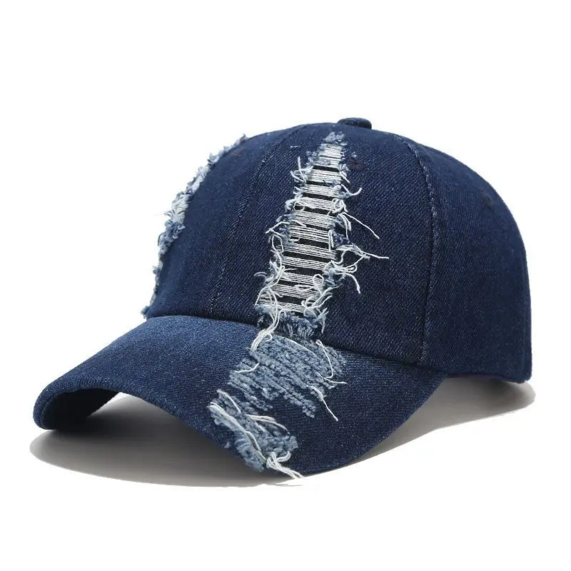 Tide Washed Denim Ripped Baseball Cap Spring Cotton Snapback Hat Hip Hop Cap for Men Women Summer Cap Casquette