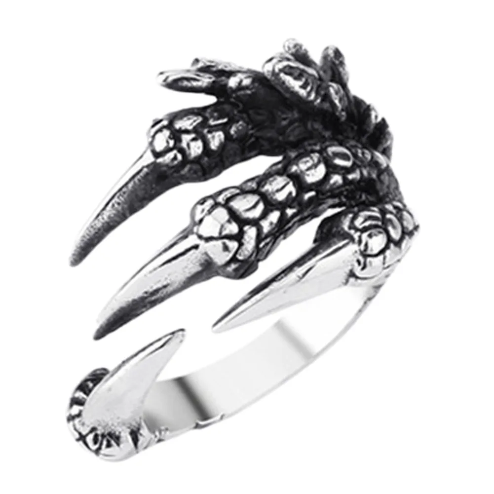 Personality Creative Dragon Paw Ring Retro Tide Man Open Eagle Paw Ring Male Student Punk Alloy Hand Ornament Boho Gothic