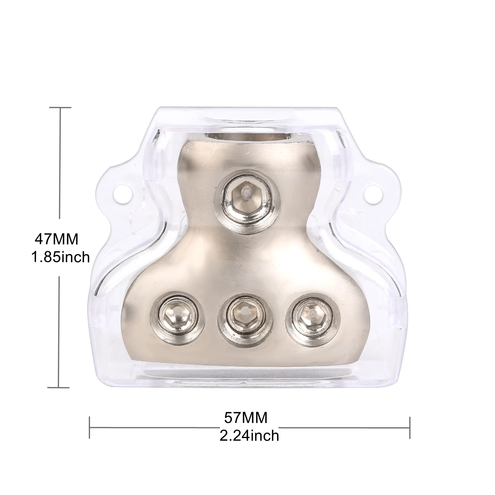 3Way Zinc Alloy Power Distribution Block Connector 1*0 Gauge Input/3*4 Gauge Output For Car Circuit Audio Distribution Splitter