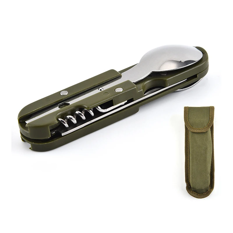 Stainless steel folding knife, fork and spoon, Multi-functional and convenient tableware, Outdoor cutlery, The Swiss knife