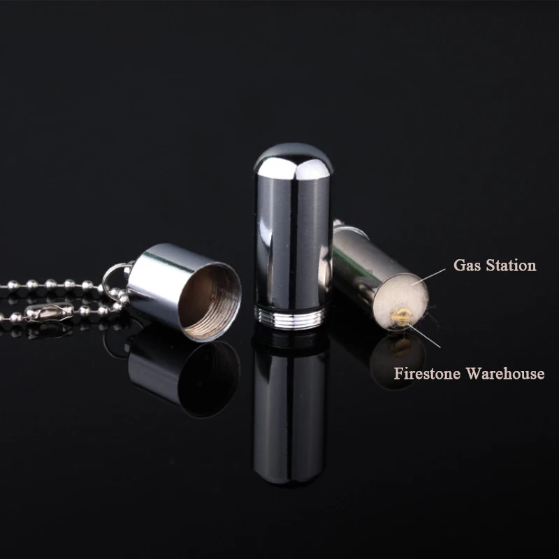 Mini Stainless Steel Kerosene Lighter Gasoline Oil Keychain Flint Fire Starter Cute Lighter Gadgets For Men Survival Fire