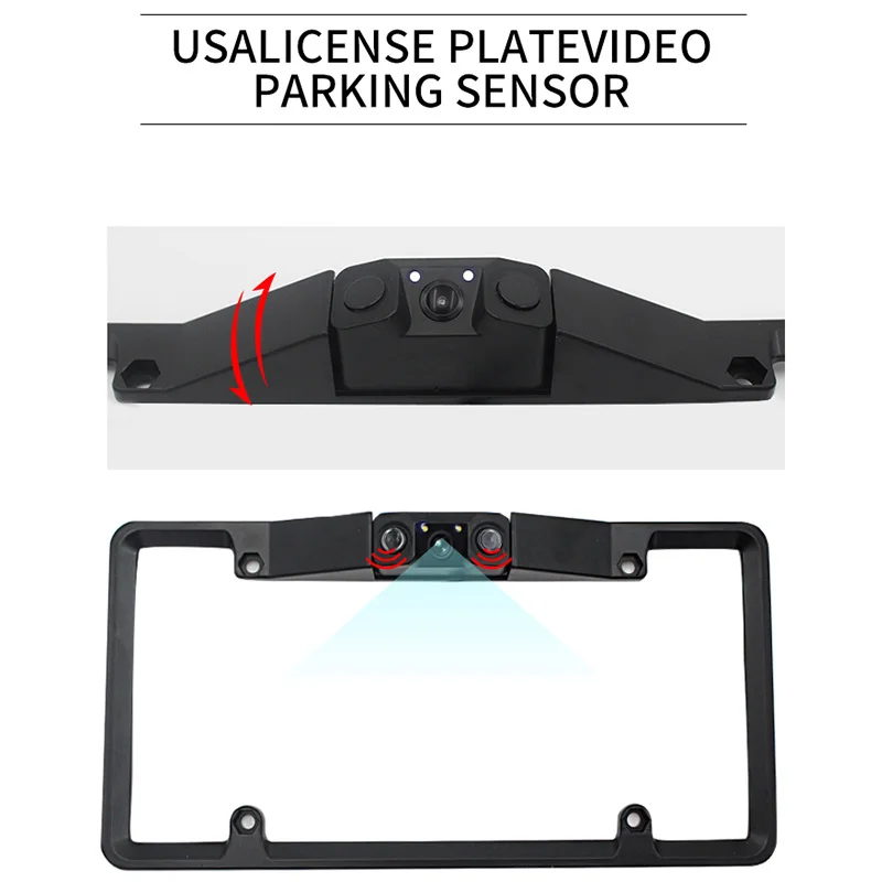 

Driintel framed frame with 2 ultrasonic sensors and 1 camera parking sensor system LED reversing radar car American license plat