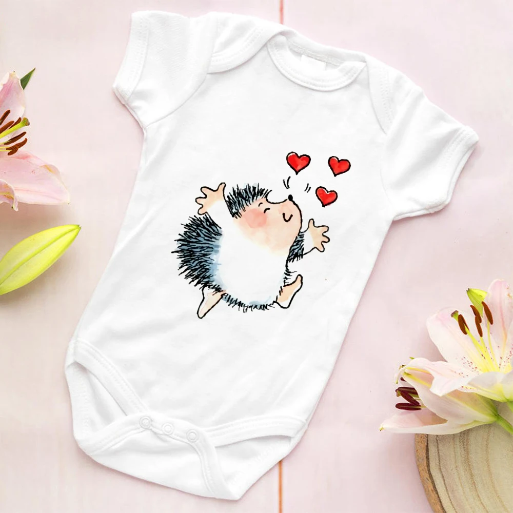 유아를위한 바디 수트 소년 소녀 신생아를위한 귀여운 아기 옷 Kawaii Hedgehog Romper for New Borns 러시아 유아 Onesie 2022