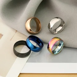 Retro Stainless Steel Unisex Rings 10mm Gold Silver Color Classic Ring for Women Men Vintage Fashion Jewelry Gifts Party WC083