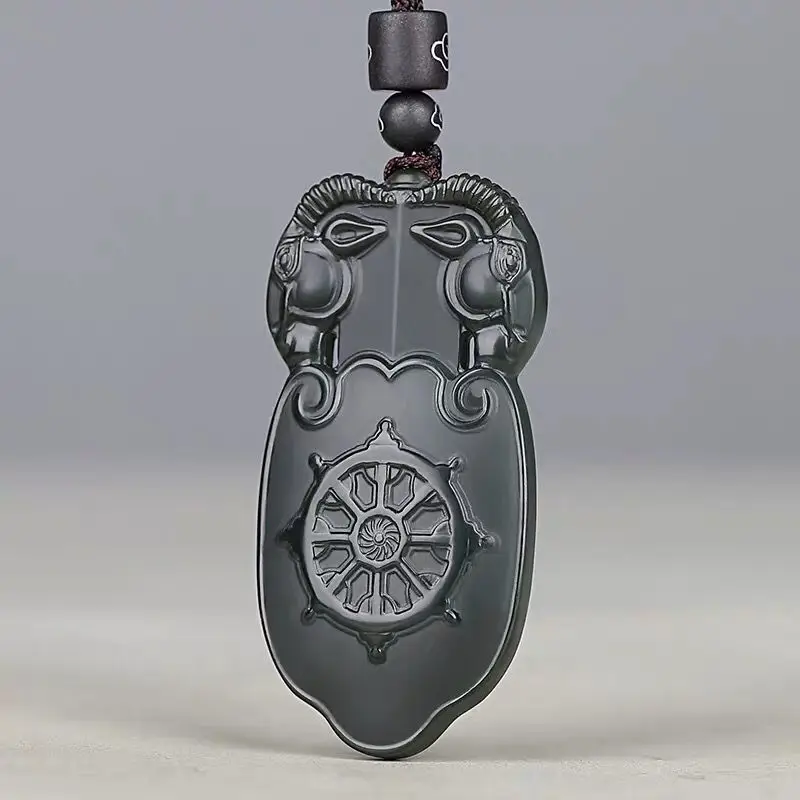 Natural Hetian Jade Pendant Ingenious Hand-carved Two-sided Craftsmanship Qing Jade Chic Jewelry Accessories Necklace Gift