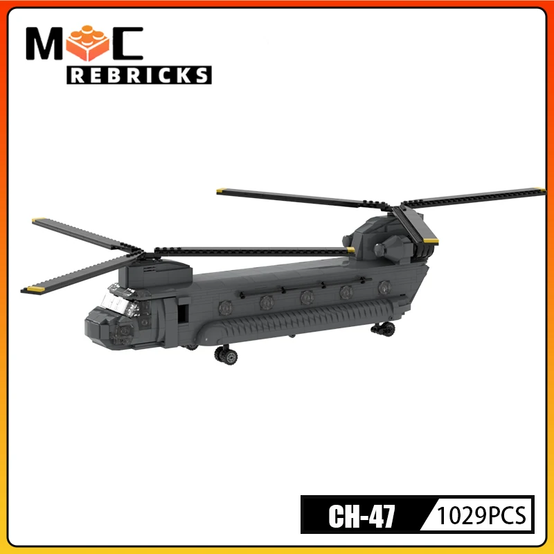 Military Series Beoing-CH-47 Chinook Transport Helicopte MOC Building Block Loadable role Assembly Model Bricks Kit Kid Toy Gift