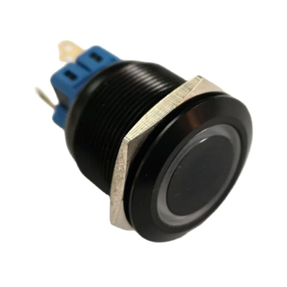 22mm Waterproof Ring Illumination Black  Anti Vandal Push Button Switch + CE UL