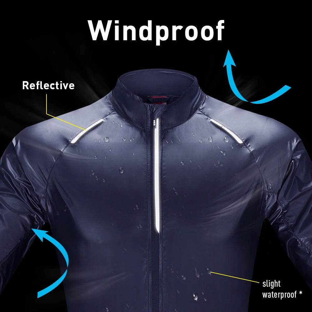Santic Men\'s Cycling Skin Coat Lightweight Visible Waterproof & Windproof Windbreaker Packable MTB Bike Riding Running Jackets