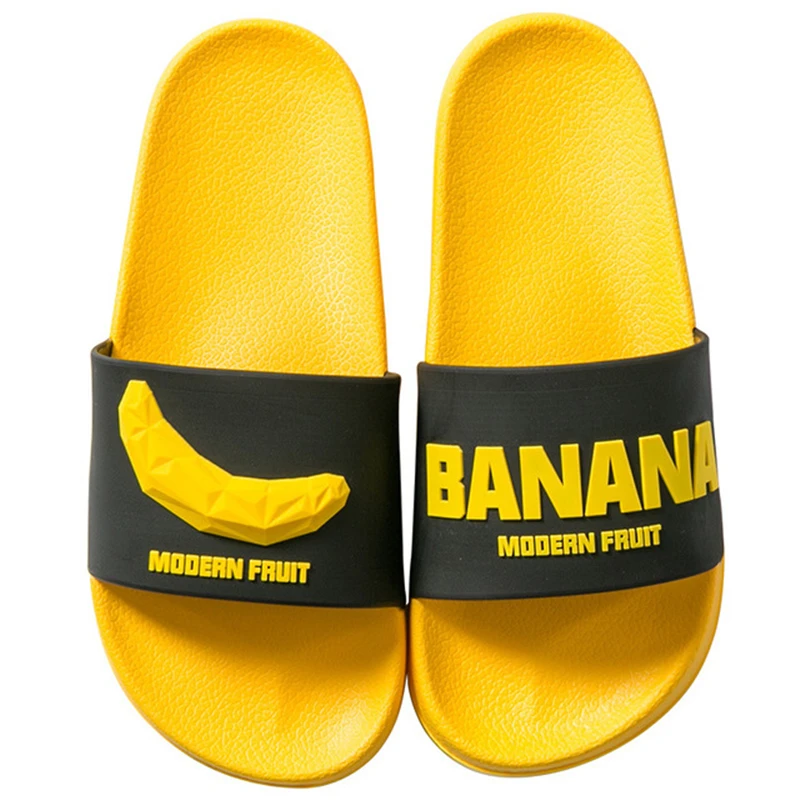 3D Fruit Pattern Household Cartoon Women\'s Banana Slippers Summer Indoor Orange Bathroom Slippers Antiskid Men\'s Couple Shoes