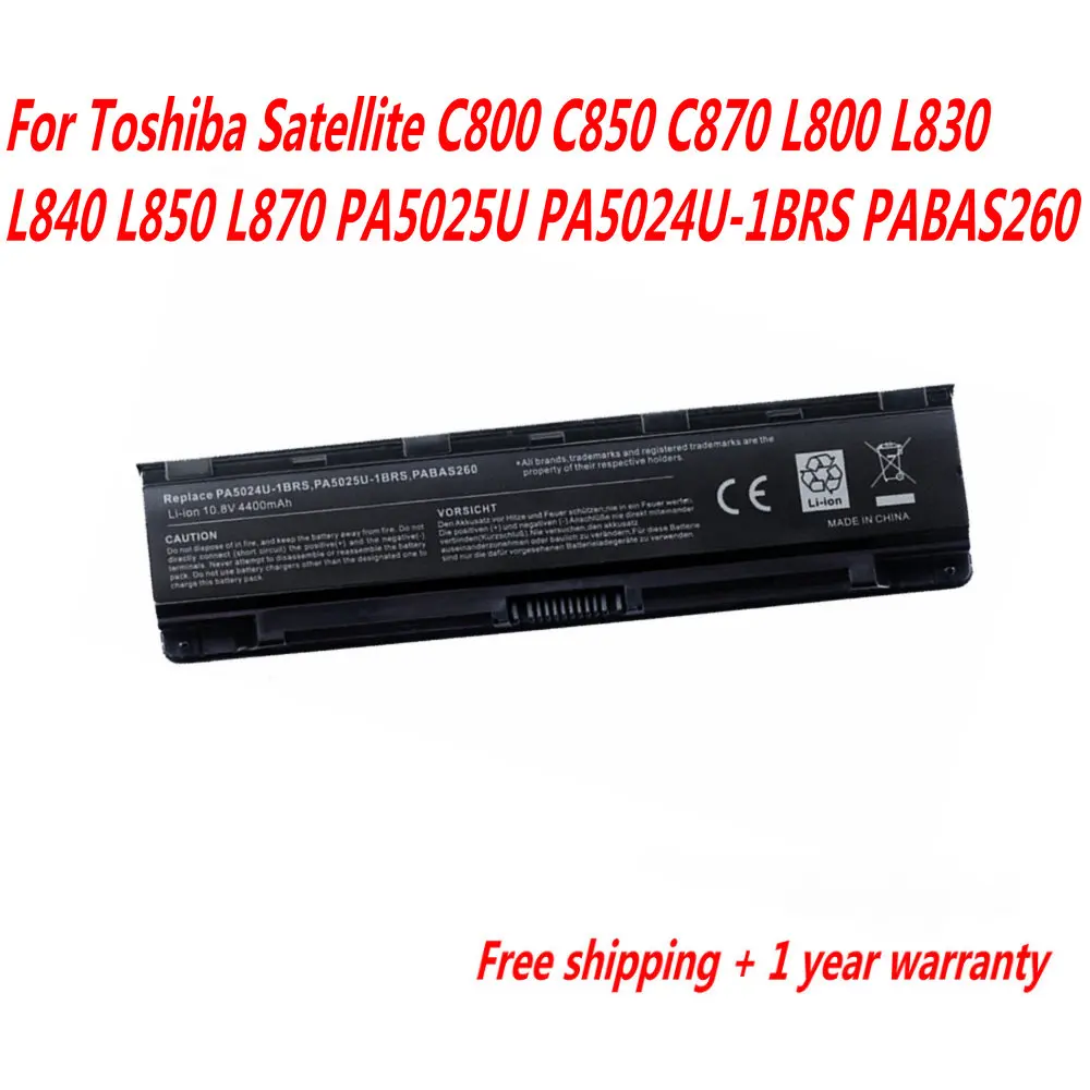 Высококачественный аккумулятор PA5024U для ноутбука Toshiba Satellite C800 C850 C870 L800 L830 L840 L850 L870 PA5025U PA5024U-1BRS PABAS260