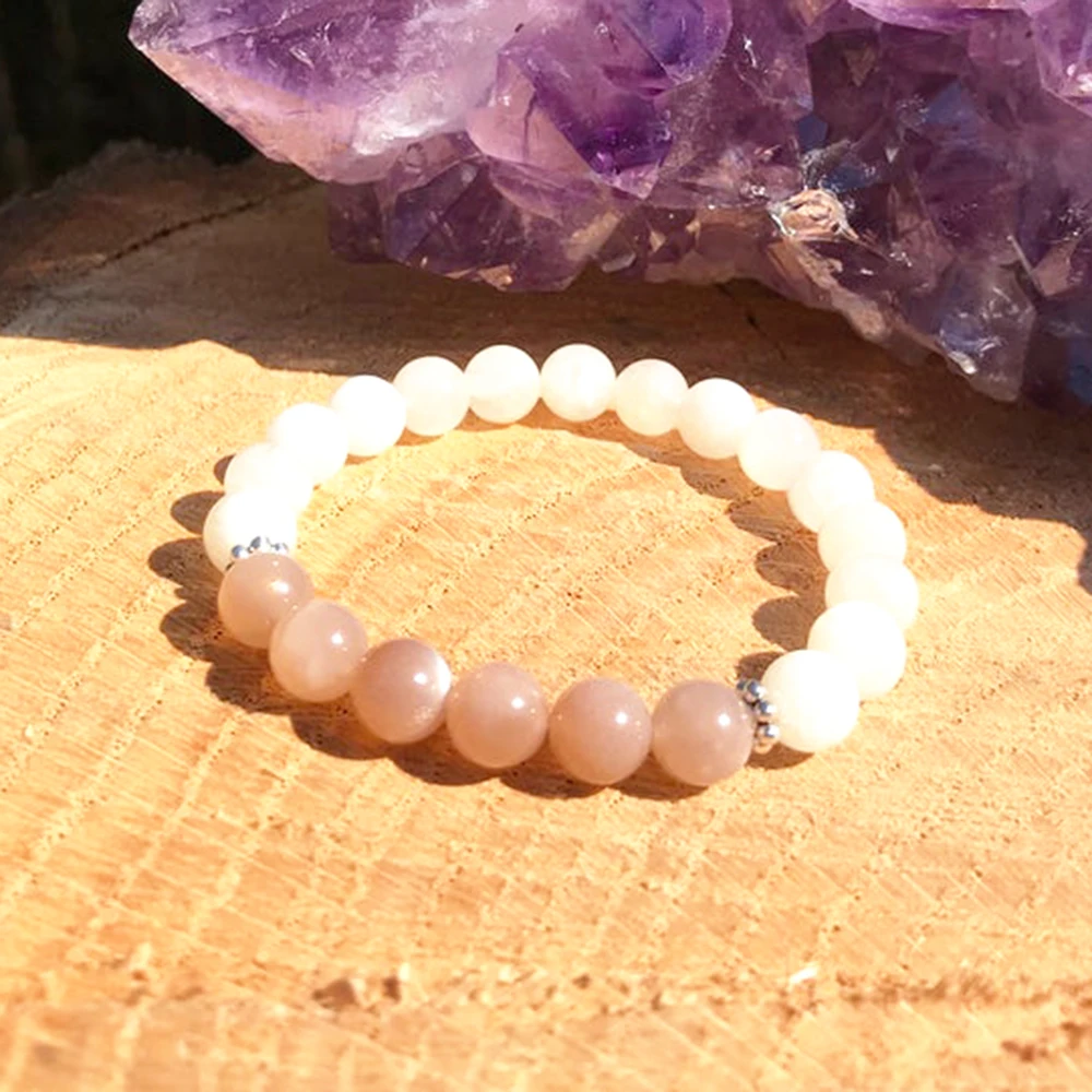 Wholesale Genuine AA Sunstone Moonstone Bracelet Divine Feminine Energy Bracelet New Design Gemstone Bracelet