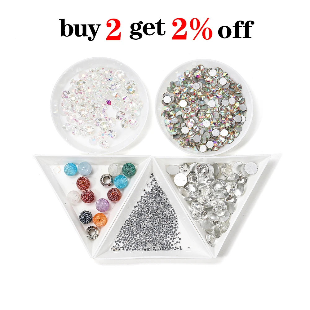 10pcs/lot Triangle Round Jewerly Boxes Rhinestone Plastic Bags Plate White Container For Bead Display Tray Handmade Supplies