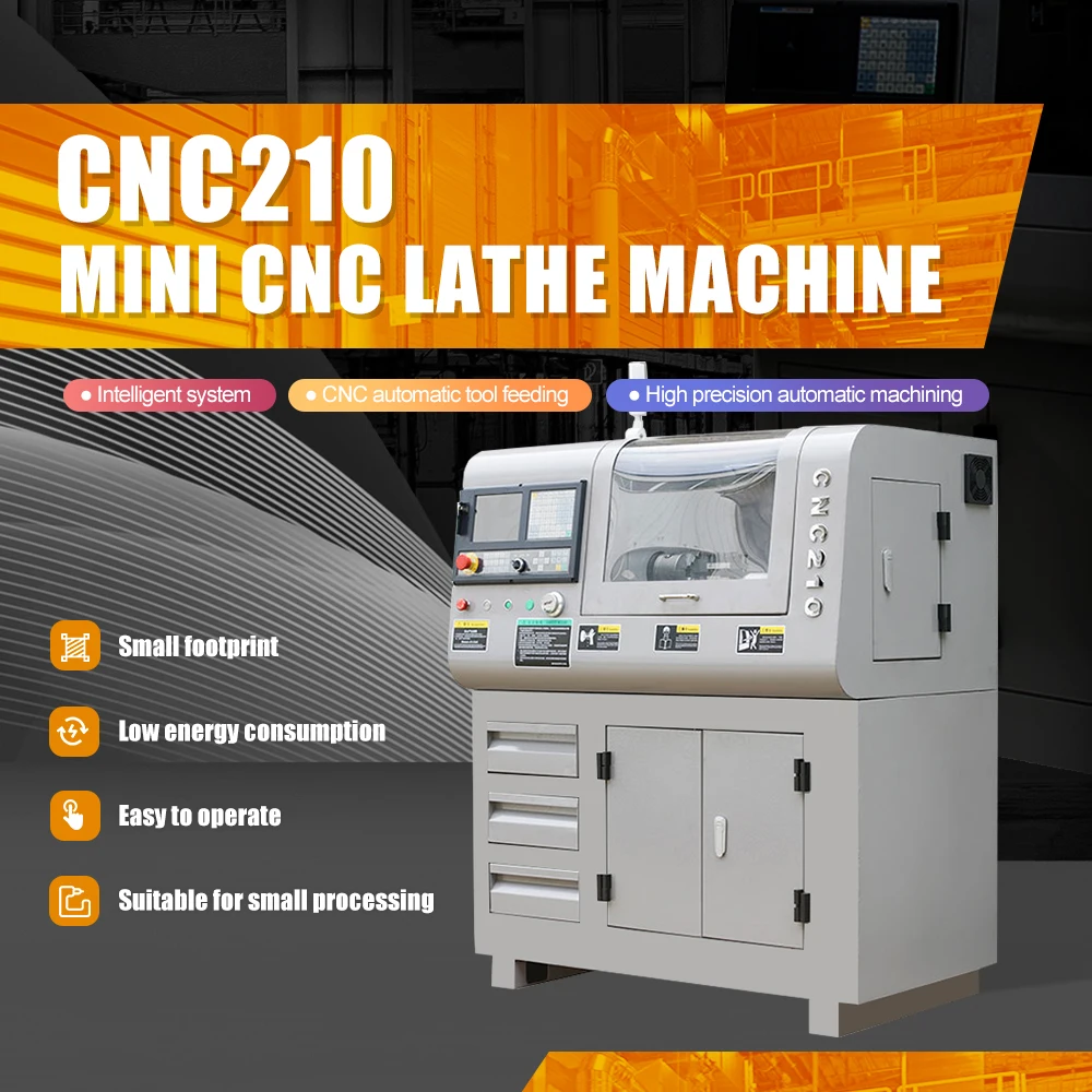CNC210 MINI Tiện Bằng Máy CNC Máy Tự Động Dụng Cụ Ăn Cao Cấp Phần Cứng Máy Công Cụ Hộ Gia Đình Nhỏ Để Bàn Tiện