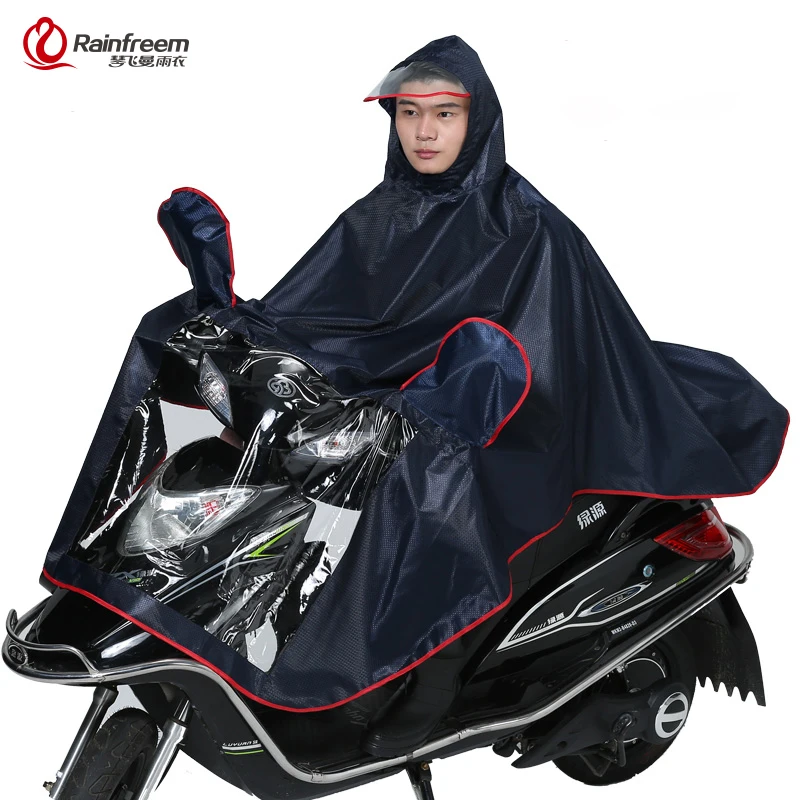 

Rainfreem Men/Women Impermeable Motorcycle Raincoat Thick Double-layer Rain Coat Transparent Hood Outdoor Women Rain Gear Poncho