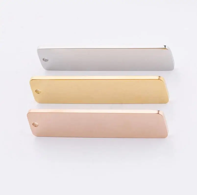 50 Stück 10 x 40 mm rechteckige Tag-Streifen, leere Charms, hochglanzpoliert, Edelstahl, für DIY-Schmuckherstellung – Detail 10
