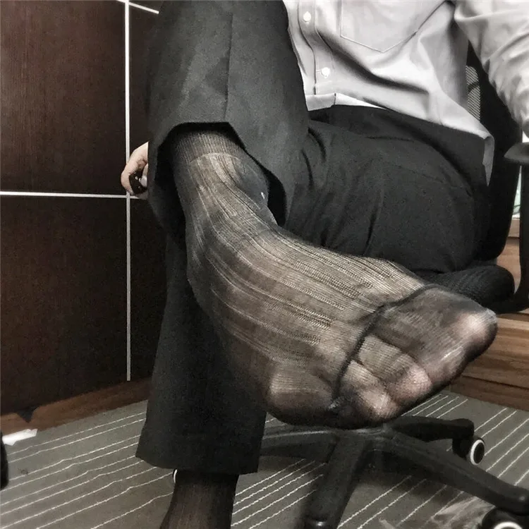 Men's Business Dress Socks Sexy Male Formal Dress Sheer Socks Business Men Daily Wearing Ultra-thin Sexy Black Sheer Socks