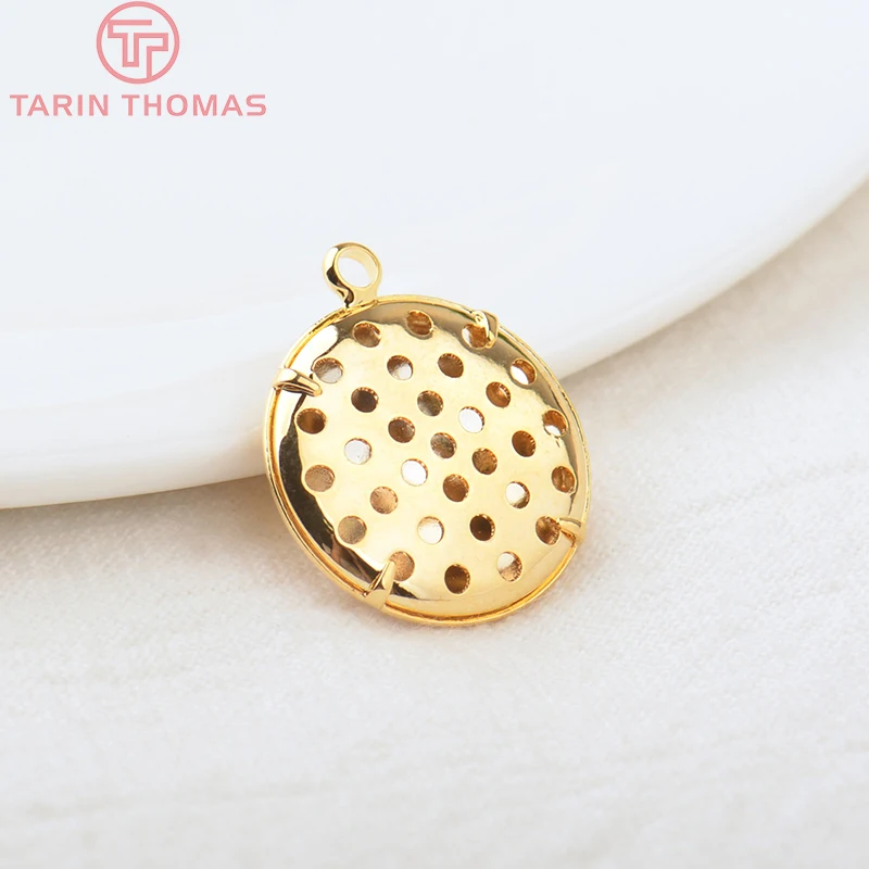 (154) 10 Sets 17MM 24K Gold Color Brass Round Brooch Base Pendants Charms High Quality DIY Jewelry Making Findings