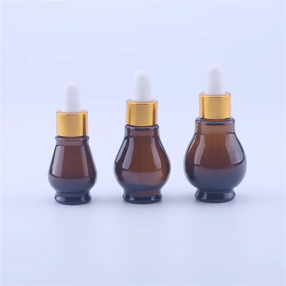 

100pcs 10ml 20ml 30ml Amber Drop Bottle Glass Aromatherapy Liquid Dropper Essential Basic Massage Oil Pipette Refillable Bottles