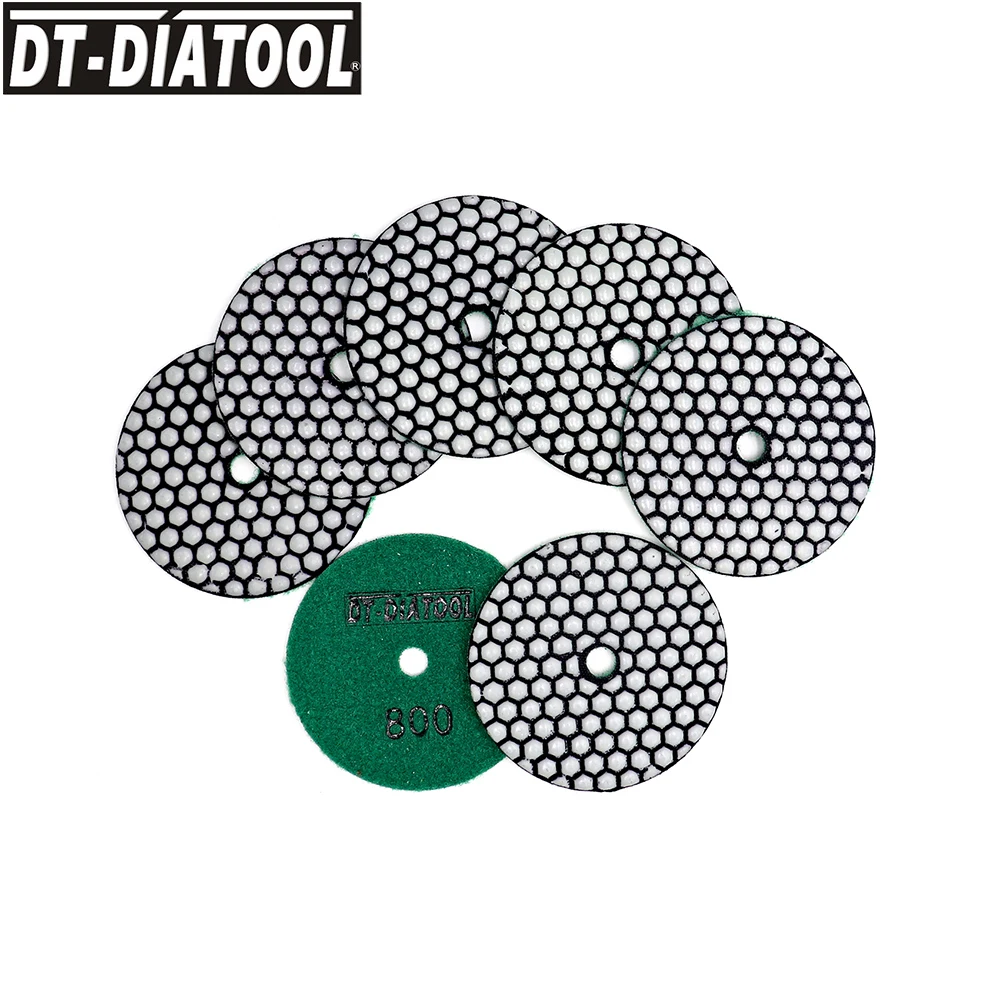 

DT-DIATOOL 7pcs/set Dry Polishing Pad 100mm Diamond Sanding Disc For Marble Concrete Floor Grinding Disc #800