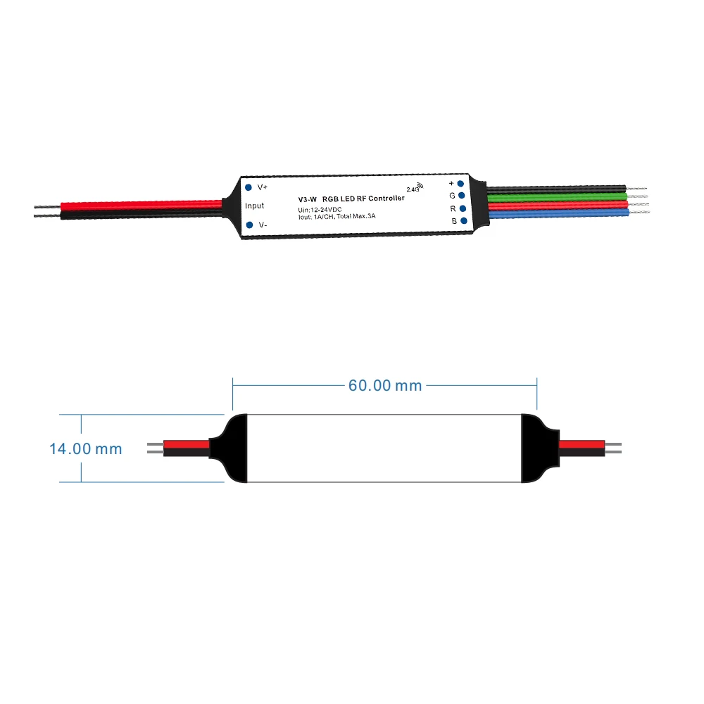 High Power 3 Channel RGB LED Controller For RGB LED Strip Lights SMD COB Dimmer 2.4G RF Wireless 12V 24V 36V 5A 15A