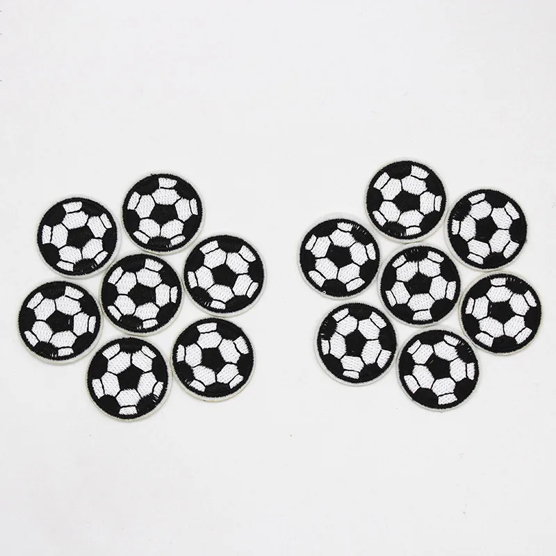5pc S/M/L/XL Runde Stickerei Fußball Patches für Kleidung Eisen auf Jungen Kleidung T-shirt Jeans Aufkleber schwarz Applikationen Streifen – Detail 5