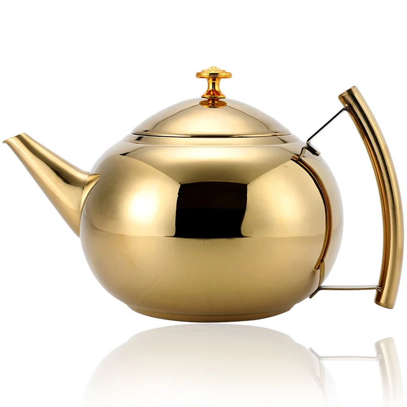 Gold Silver Stainless Steel Teapot Home Kitchen Tea Cafe Coffee Shop Water Kettle Long Mouth Make Coffee Tea Boil Water Jug