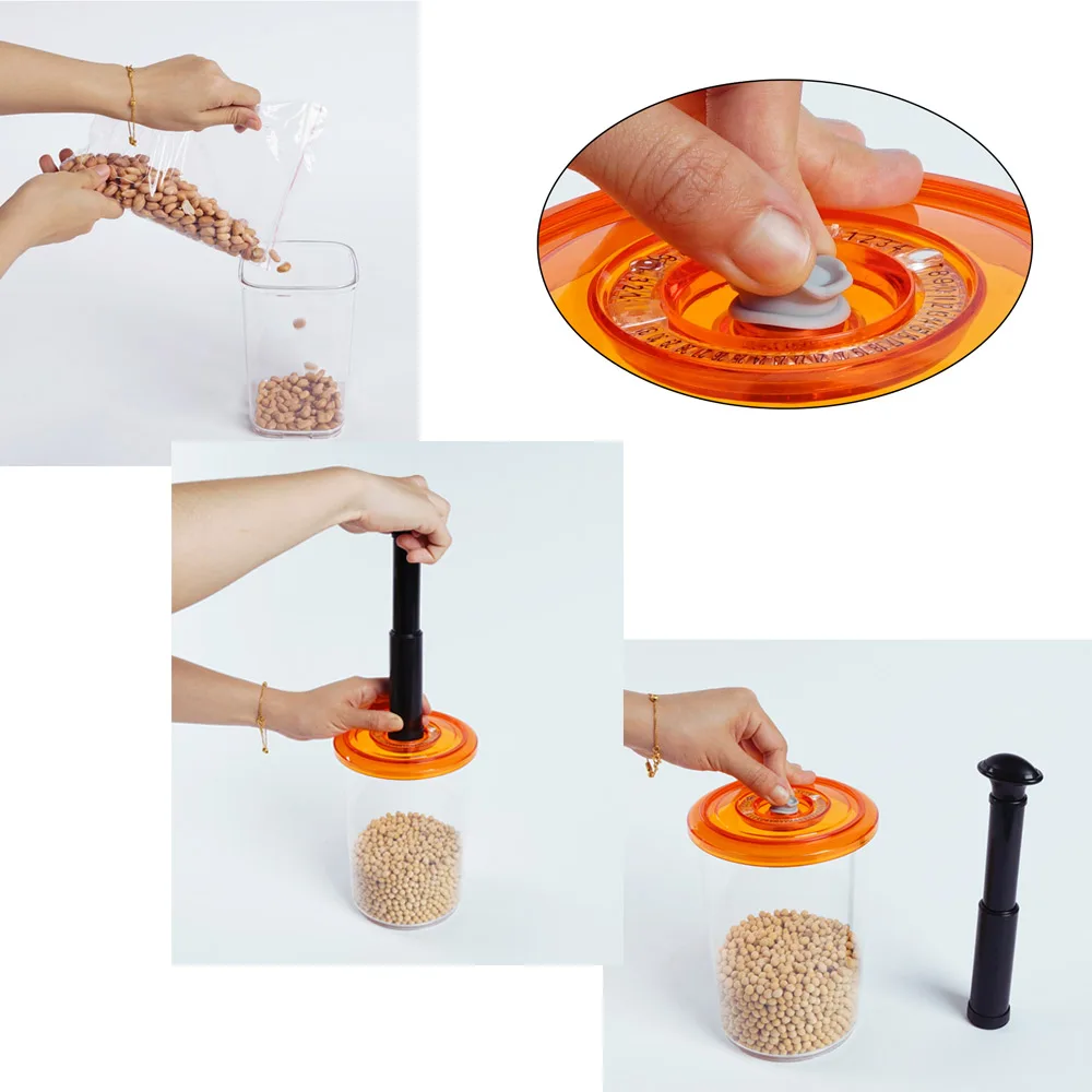 YUMYTH 진공 식품 저장 용기 2 개/대 BPA-Free 투명 식품 등급 용기 뚜껑 + 핸드 헬드 펌프 T266 세트