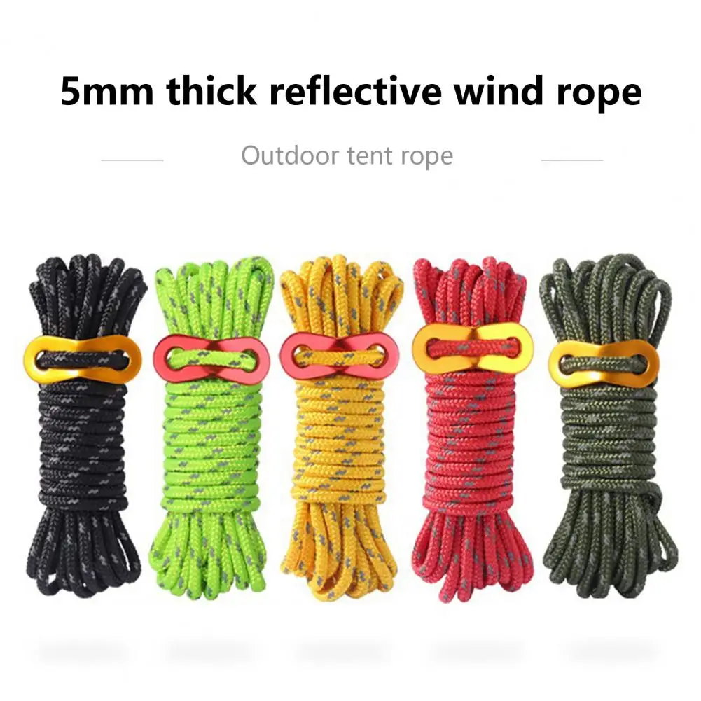 Nylon Camp Rope Lightweight Canopy Rope Outdoor Rope Bold Adjustable Buckle Tent Rope Sturdy Clothesline Rope for Camping