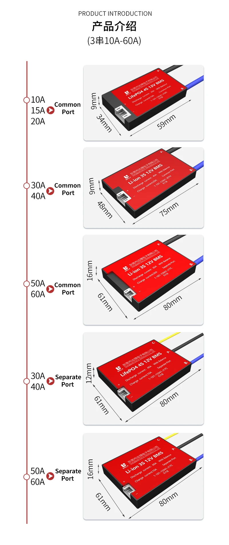 12V BMS 3S 40A Circuit Board Daly Li-ion BMS 15A 20A 30A 50A