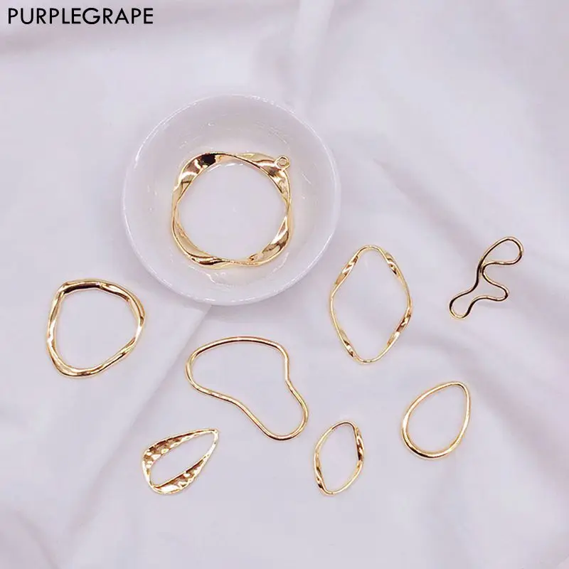 6pcs Color Retaining Alloy Earrings Pendant DIY Jewelry Accessories Material Necklace Irregular Border