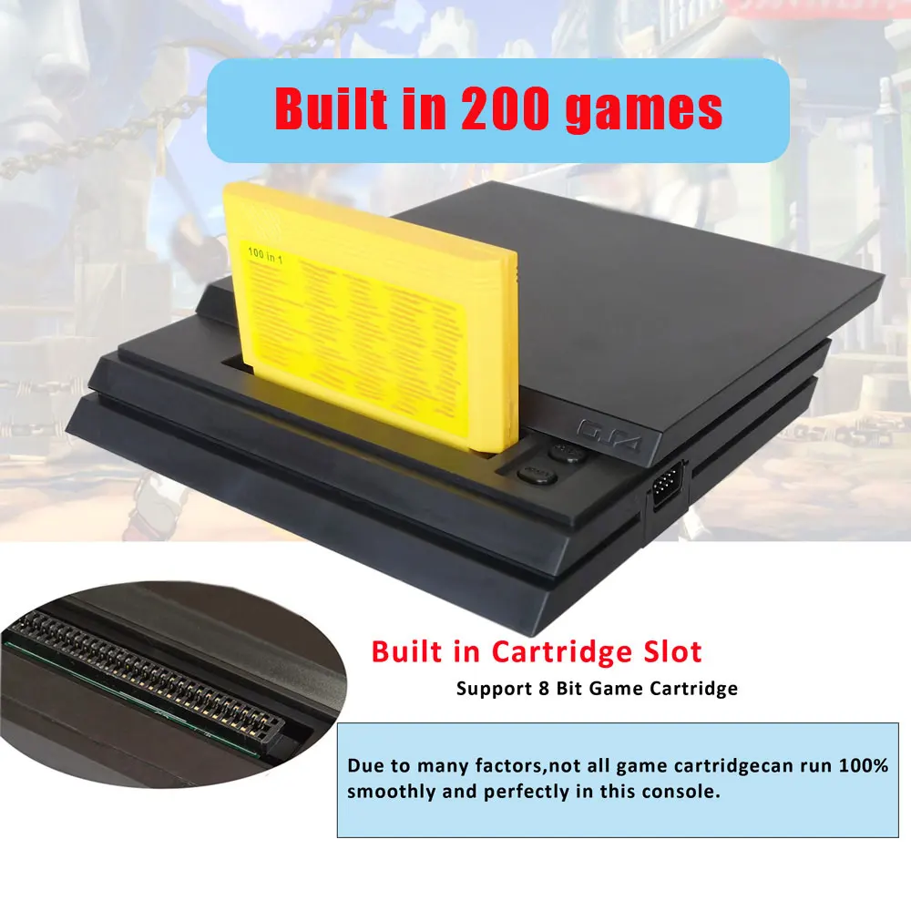 Retro Game Console 8 Bit GS4 PRO Built in 200 Games AV Output Support Cartridge  TV Video Game Console