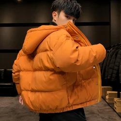 Casual 2024 outono inverno masculino sólido engrossar com capuz algodão-acolchoado jaquetas outwear quente topos parkas à prova de vento pão casacos wadded