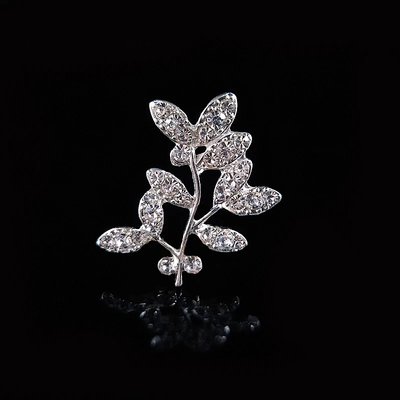 2018New 100Pcs Rhinestones Branch Leaves Button for DIY Bridal Hair Accessories and Wedding Clothes Decoration HZ454