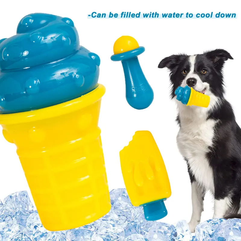 

Dog Chew Toy Can Filled with Water Freezing Ice Cream Shape Pet Products TPR Dog Accessories for Small Dogs Outdoor Dog Supplies