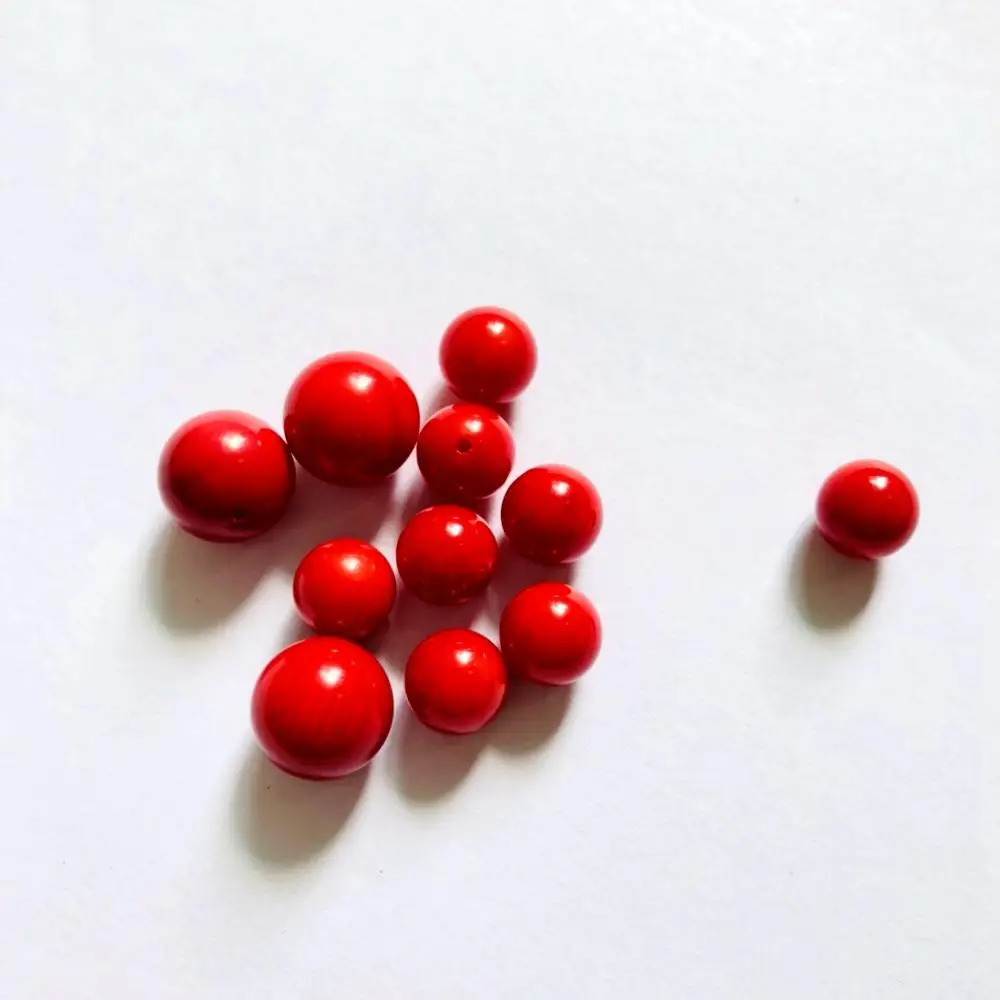 Natural Red Coral Beads Wholesale 5pcs Half Drilled Round Beads 4mm-12mm Half Hole for Earring Jewelry Making DIY