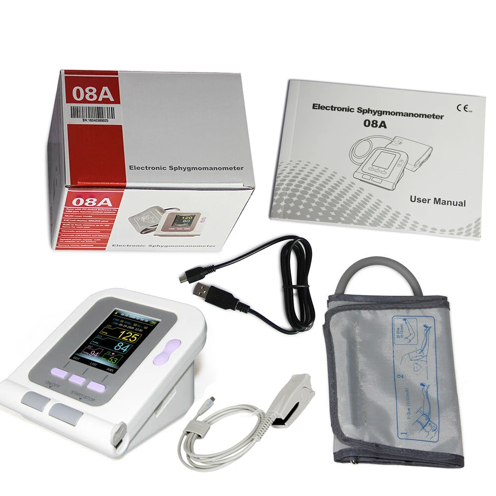 Blood Pressure Monitor Electronic Sphygmomanoter Heart Rate Pulse measurement tool BP Meter +SPO2 Probe bp monitor