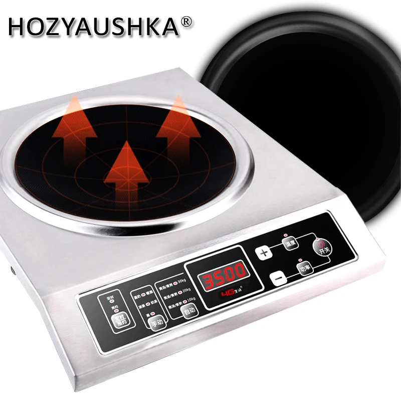 Промышленная индукционная плита 3500 Вт, высокомощная индукционная плита из нержавеющей стали, вогнутая индукционная плита для отеля, ресторана, Hous