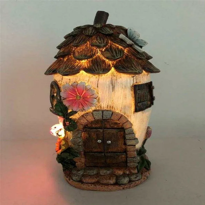 Solar resin crafts mini fairy tale home garden decoration DIY house decorations micro landscape home decoration accessories