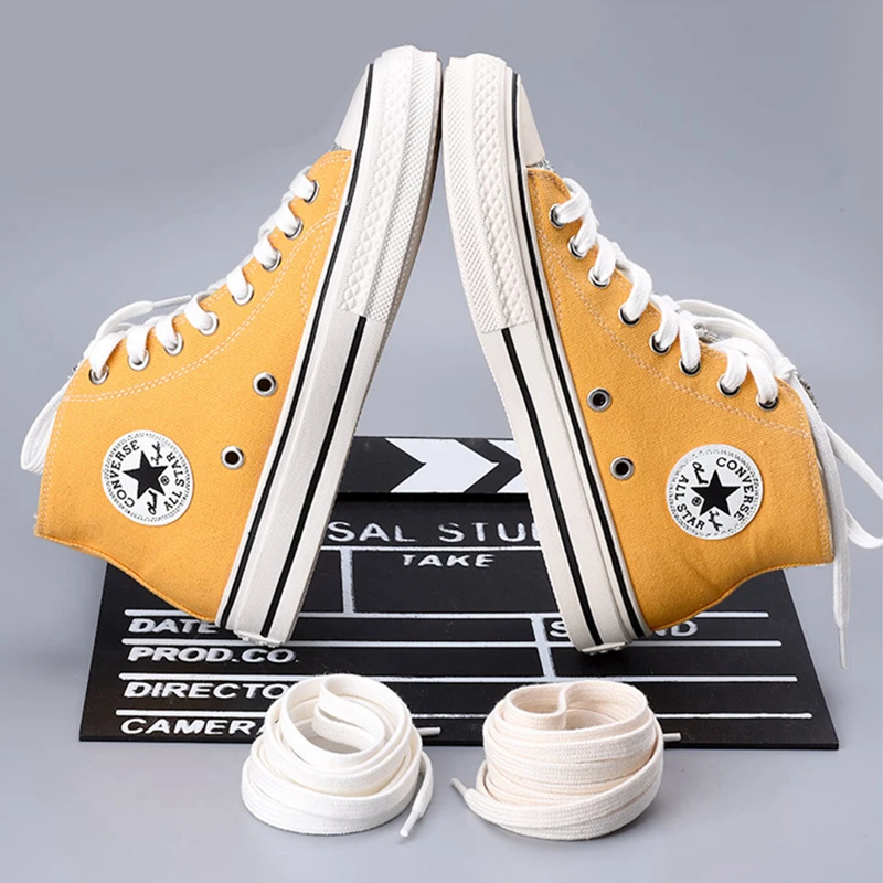 Schuhbänder für Schuhe, Canvas, klassisch, weiß, doppelt gewebt, aus Baumwolle, flach, für Damen-Sneaker, Schuhbänder, Sportbänder. – Detail 2