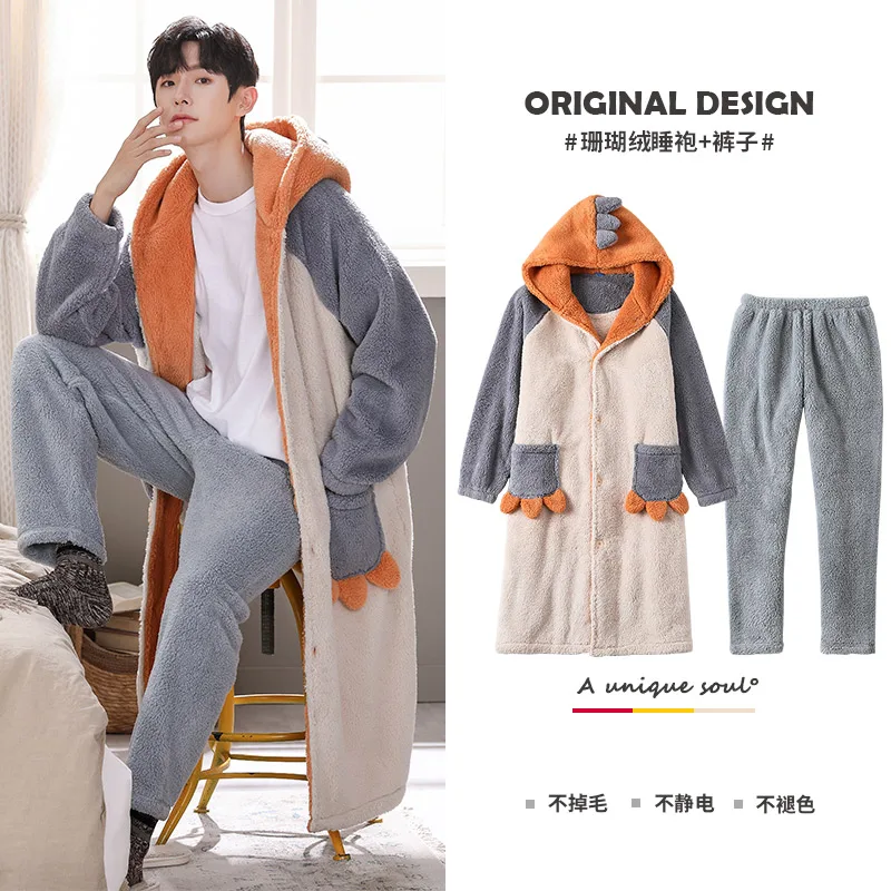 Robe Sets For Men\'s Bathrobe Multi Colors Long Sleeve Kimono Home Clothes Pijama Hombre Cardigan Mens Bath Robes Gown Design