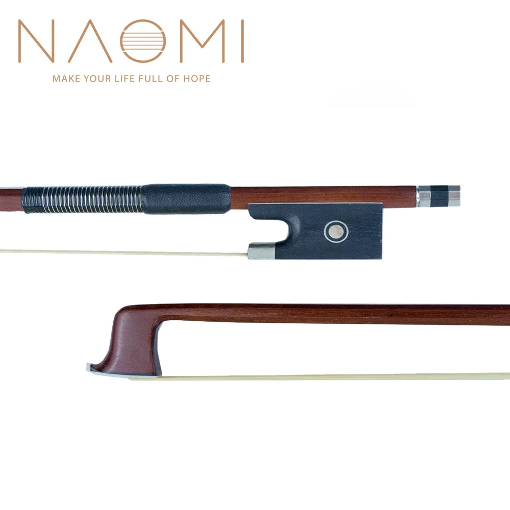 

NAOMI 4/4 Size VIOLIN BOW Pernambuco Stick Ebony Frog Nickel Silver Mounted Natural Mongolia Horsehair Violin Parts Accessories